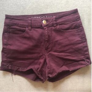 American‎ Eagle  Hi-Rise Shortie Jean Shorts Burgundy Size 0